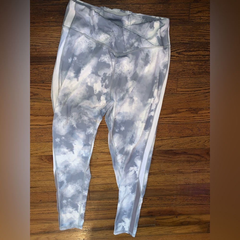 3/$30 Marble grey leggings with mesh inserts along sides of legs